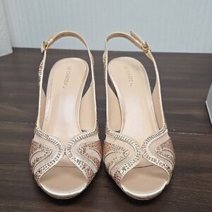 Le Chateau Size 8 Light Pink Peep Toe Slingback Heels